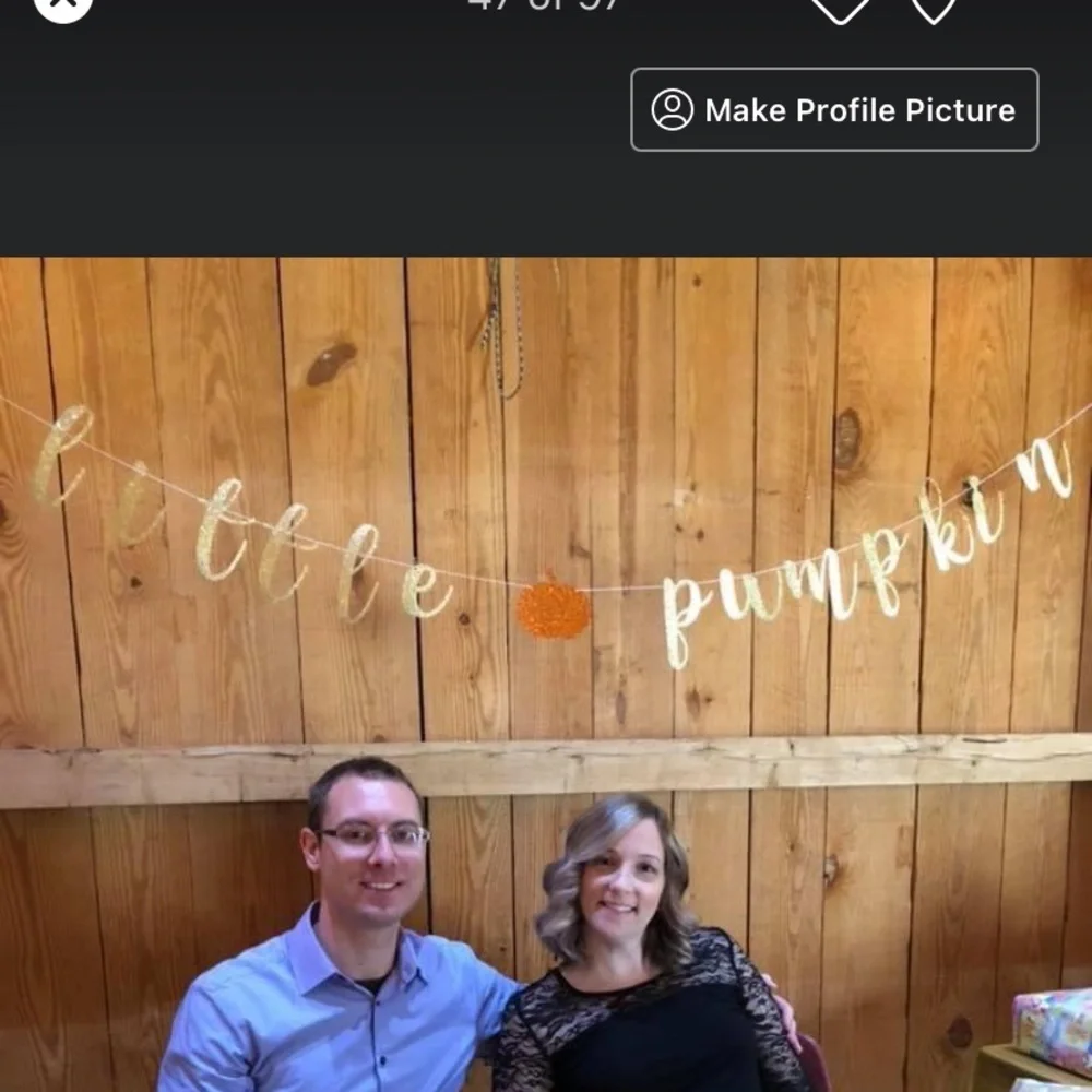 Little Pumpkin glitter gold banner for baby shower EUC